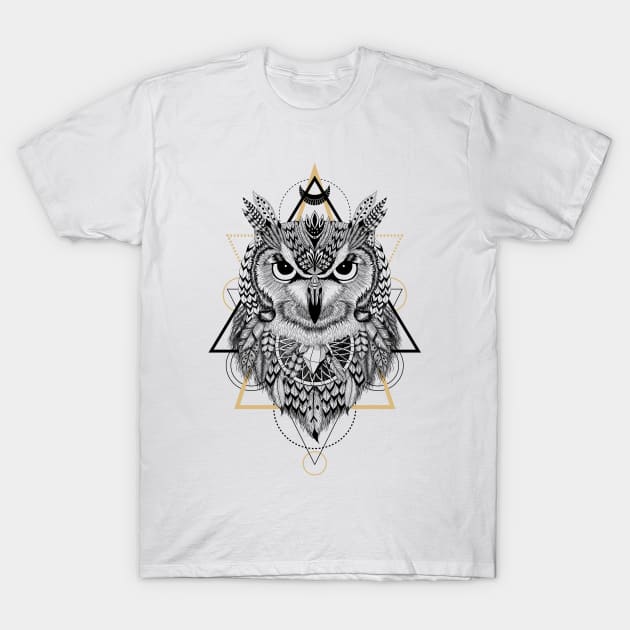 Totem mandala Owl in boho style T-Shirt by fears